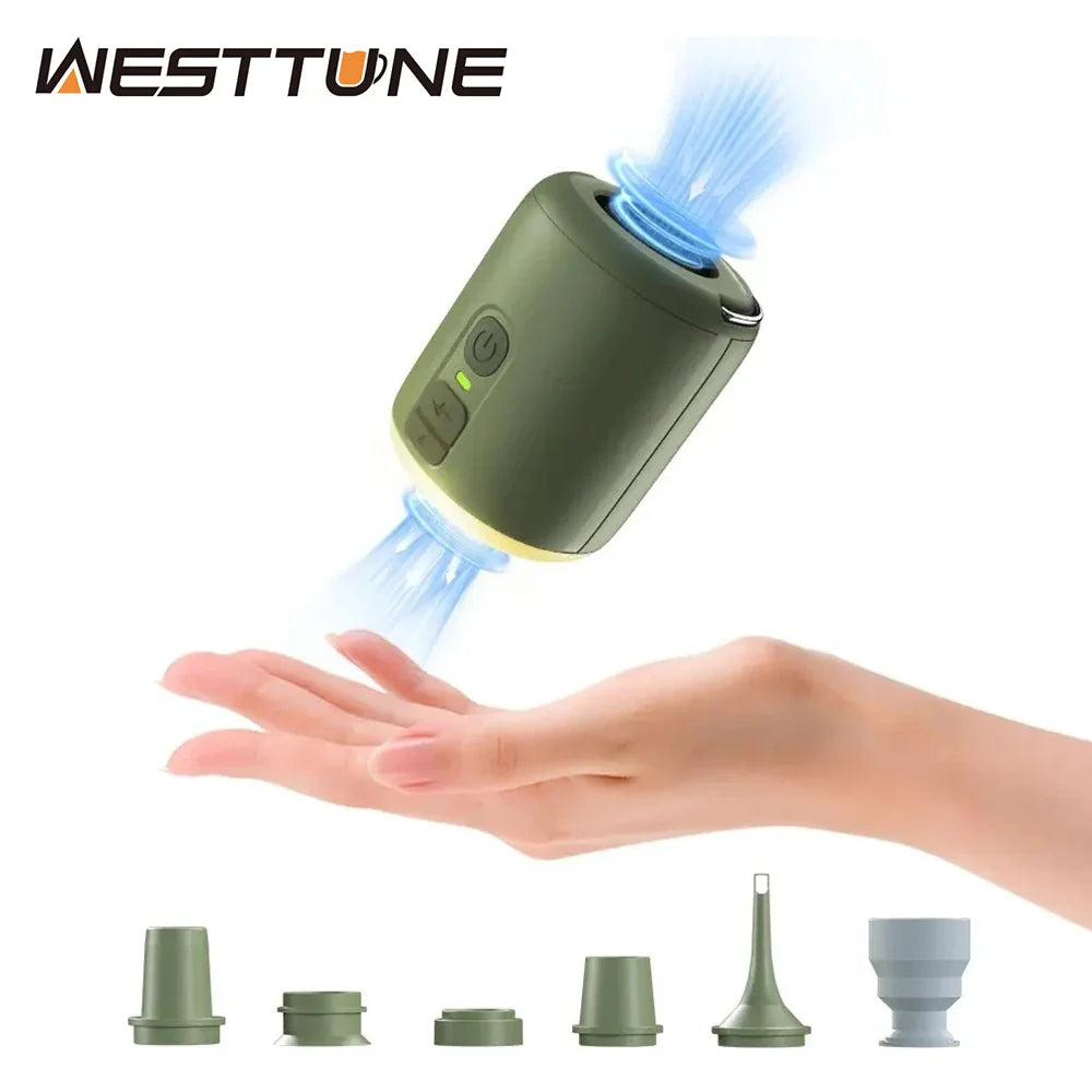 Portable camping air pump and lantern